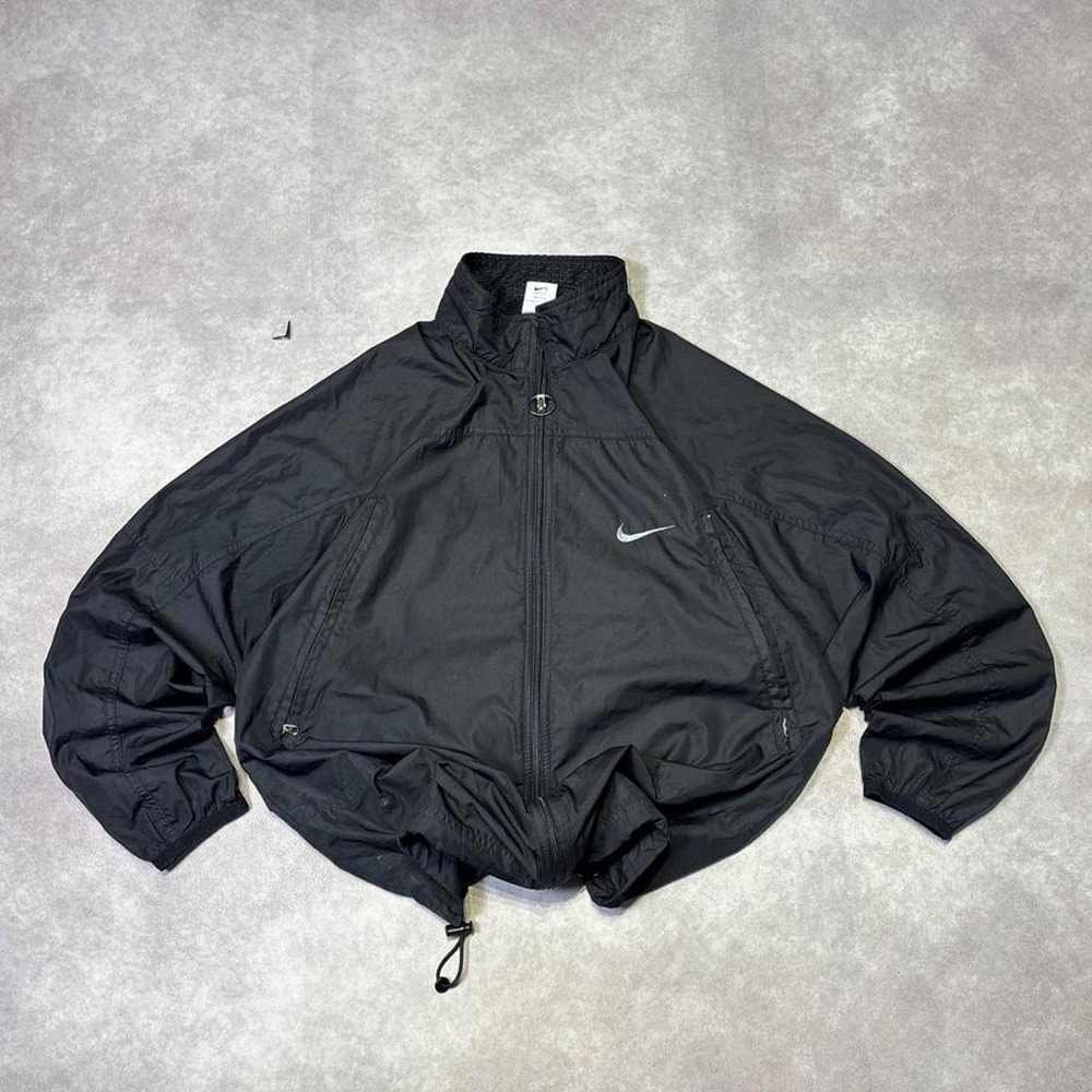 Vintage 90s Nike Swoosh Black Hooded Windbreaker Jacket Mens Fits M